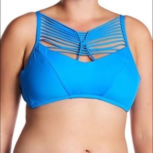 NWT Becca Plus Size Blue Strappy Bikini Top